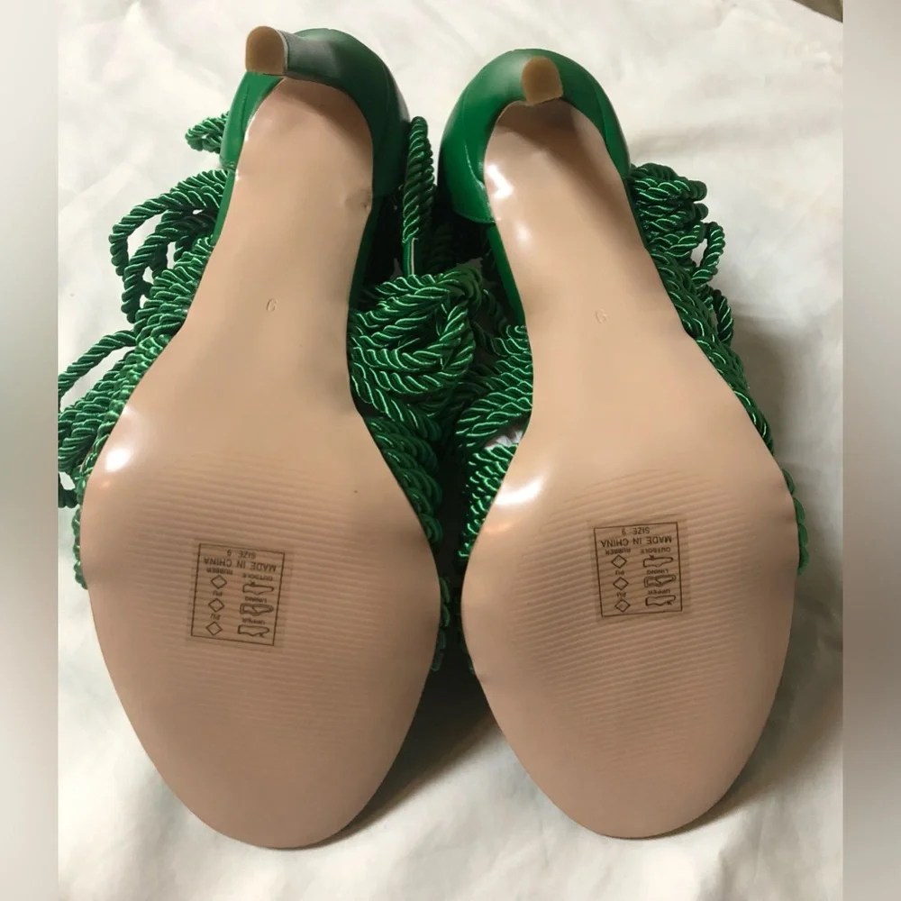 AZALEA WANG CHARLENE GREEN HIGH HEELS SIZE:8.5 - Picture 9 of 12